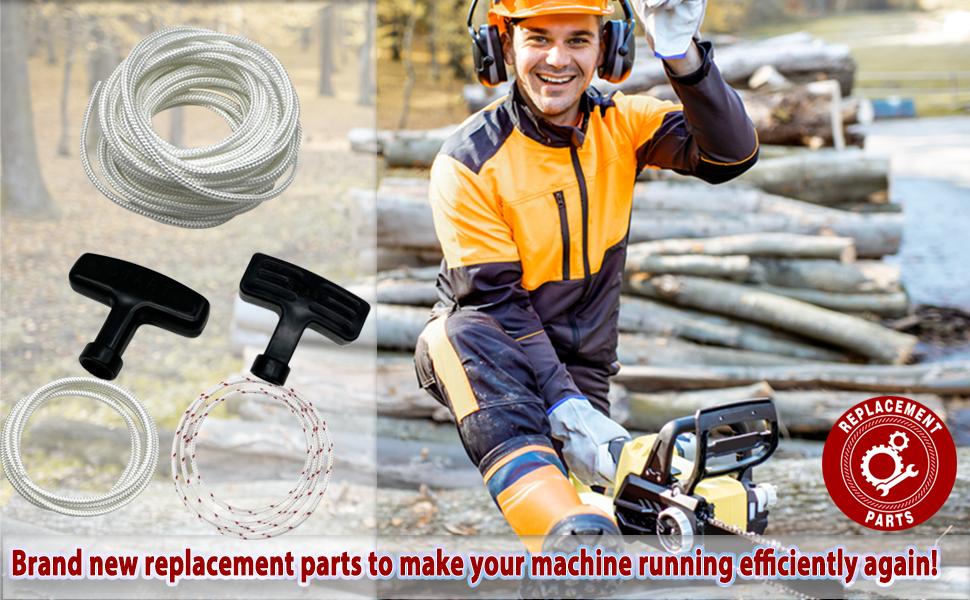 5.0mm x 10m High-Tensile Fiber Recoil-Type Starter Pull Rope - Universal Compatibility Long-Lasting Engine Replacement Part for Craftsman Chainsaws, Generators, Pressure Washers, Small Gas-Powered Engines