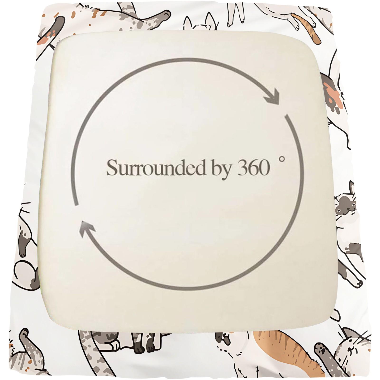 3Pcs Funny Cute Cat Digital Print Fitted Sheet Set, Cartoon Kitten Themed Bed Sheet Set, Soft Breathable Microfiber Bedding, Non-Slip All-Around Elastic, Perfect for Cat Lovers Bedroom, Guest Room, Dorm, Year-Round Use - No Filling