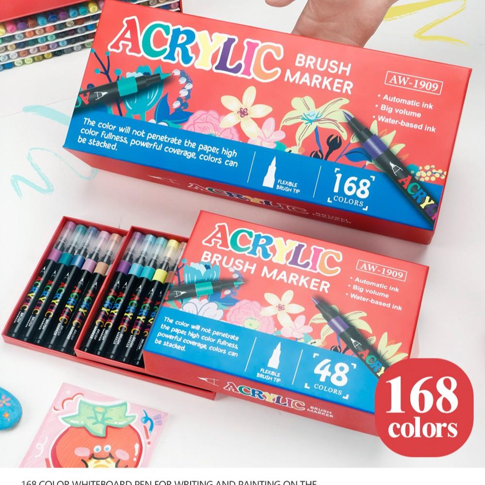 Premium 168 Colors Acrylic Brush Marker Set, Water-Based Non-Toxic