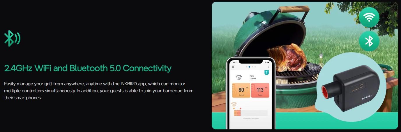 Inkbird barbecue thermostat, 1 WIFI meat thermometer, automatic smoking fan controller with 4 probes, temperature alarm, kitchen tools, ISC-027BW