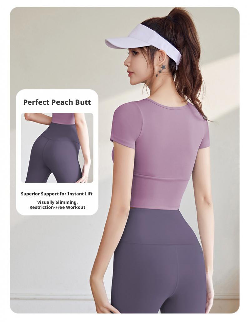 Women's Slim Fit Yoga Set, Summer Running Sports Suit with Chest Pad, Slimming Fitness Training Outfit