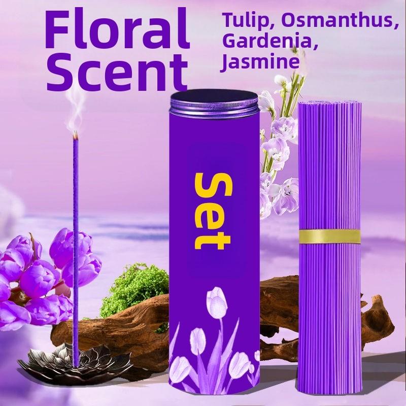 400-Piece Natural Incense Set, 4 Plant Scents: Osmanthus, Tulip, Jasmine, Gardenia, Indoor Aromatherapy, Deodorizing, Sleep Aid, Fresh Scent, Gift Idea