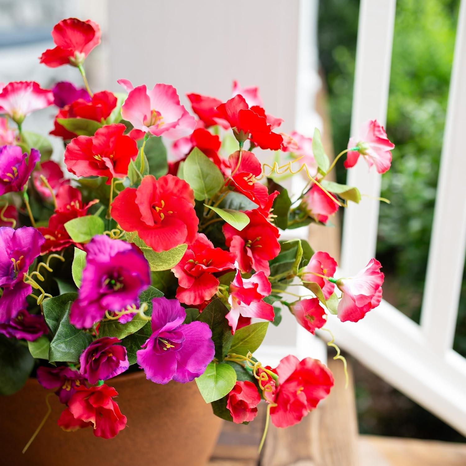 6 Pack Artificial Hibiscus Flowers, UV Proof Faux Silk, Outdoor Spring Decoration, No Pot, Mixed Color, Home Decor, Garden, Party