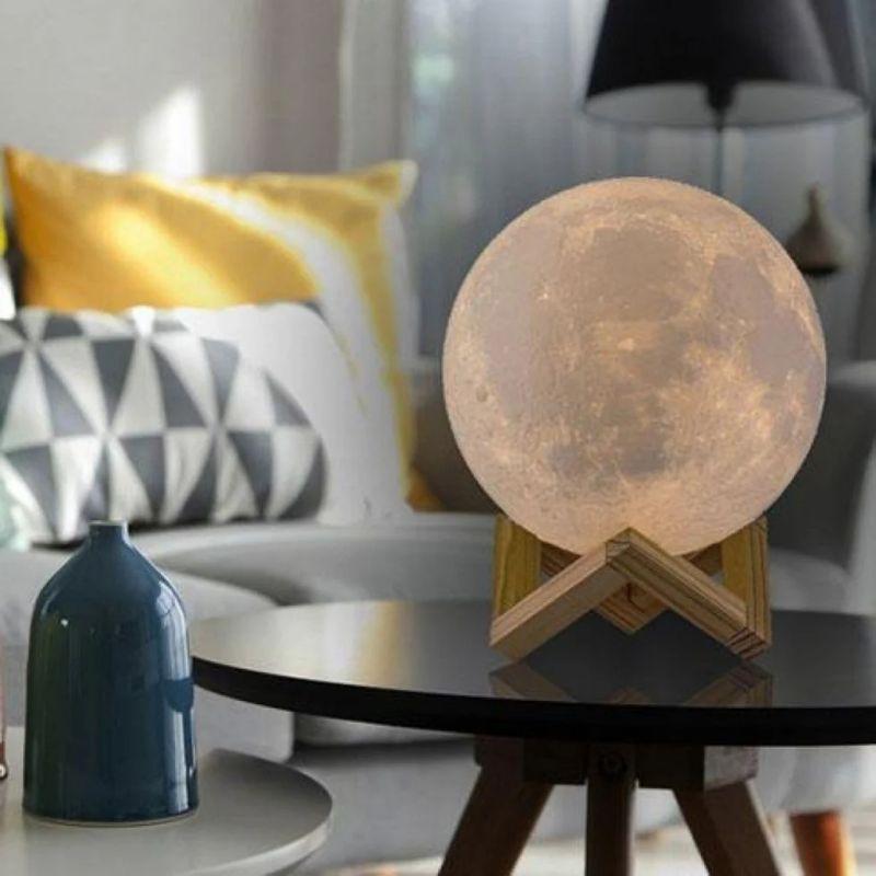 16-Color LED Moon Lamp with Stand and Remote Control Realistic 3D Carved Moon Surface Soft Frosted Lampshade Energy-Efficient LED Beads for Home Decoration and Night Light