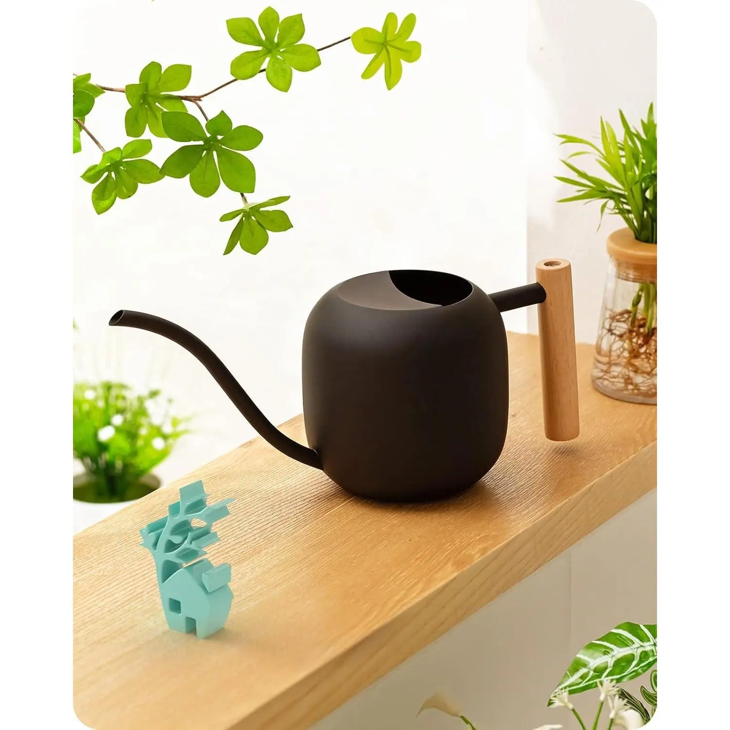 Watering Can Indoor Plants, 1.2L/41OZ Cute Watering Can Pot, Metal Stainless Steel Garden Water Can with Long Spout for Indoor House Plants Bonsai Outdoor Garden Flower Decorative