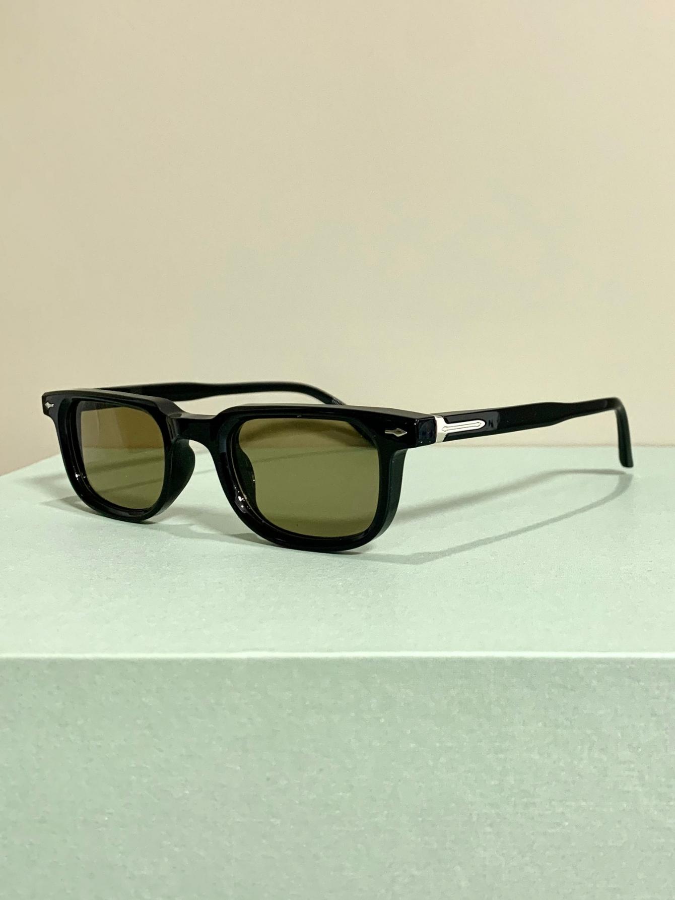 Rectangular Narrow Frame Glasses, Retro Fashion Trend Decorative Eyeglasses for Men and Women, Novelty Metal Hinges