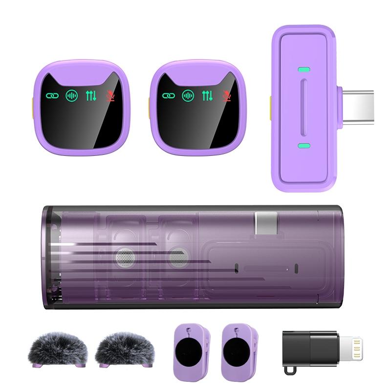 Wireless Lavalier Noise Canceling Mic with Charging Case, Noise-Cancelling, Rechargeable Battery, Magnetic Clip, Ideal for Video Recording & Podcasting