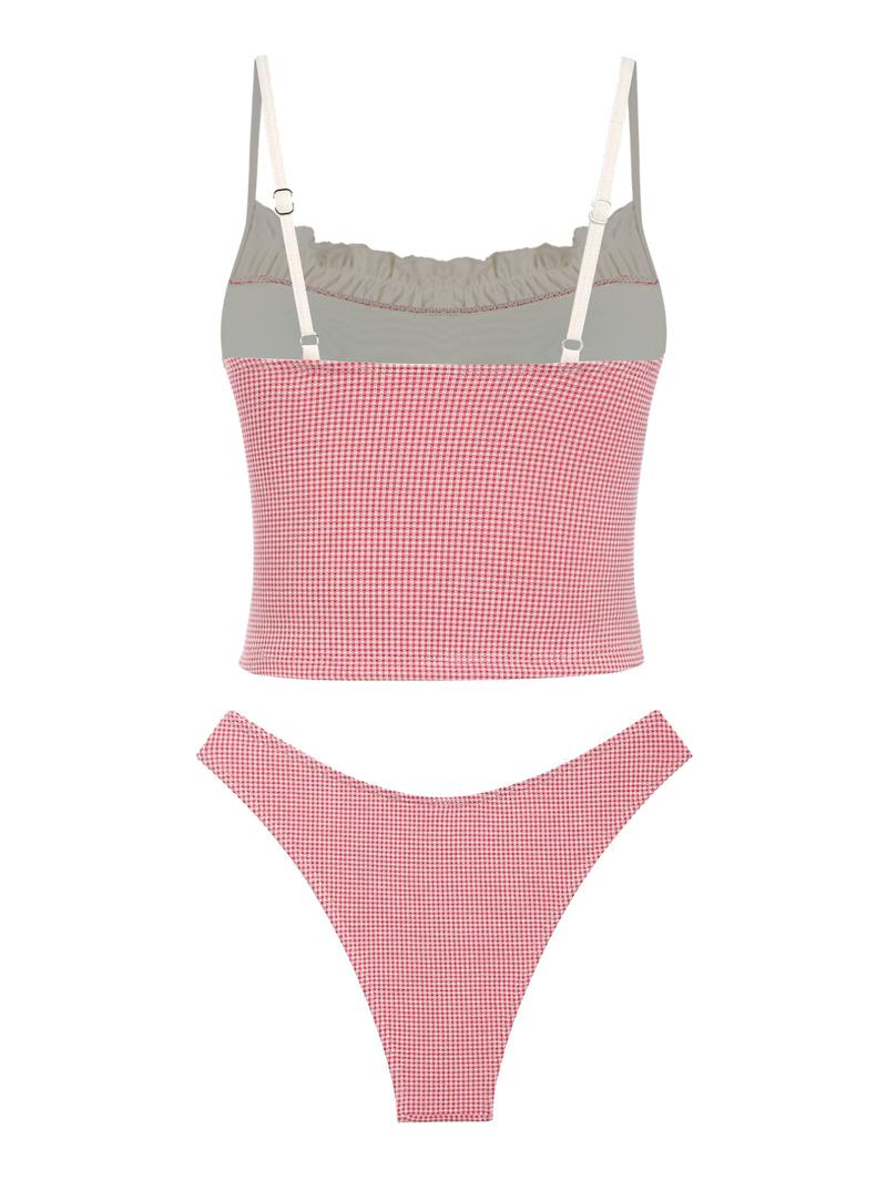 Women's Summer Beach Floral Leaves Halter Tied Tank Style Full Coverage Bikini Tankini Set Two Piece Bathing Suits Tankini Swimwear