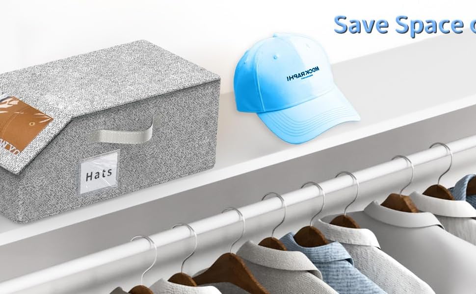 Gray Household Smooth Stackable Hat Storage Box, Closet Storage for Shelf, Holds Up to 12 Baseball Caps, 2-Way Zipper, Reinforced Base, 1 Pack