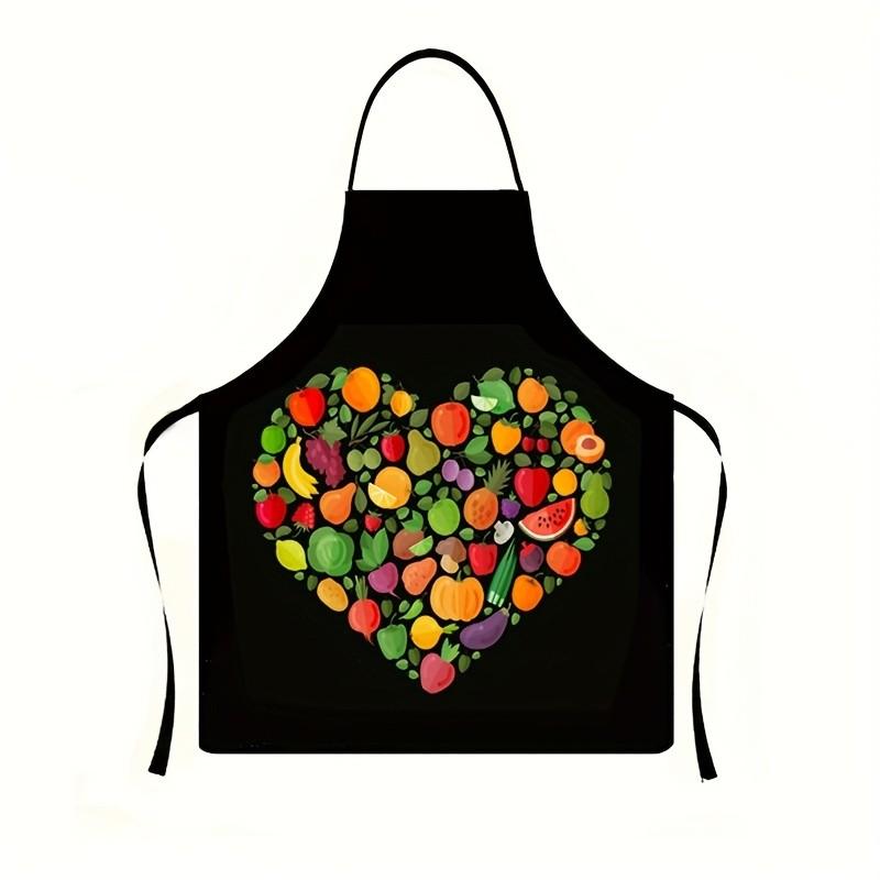 Heart Pattern Polyester  Apron, 1 Count Breathable Kitchen Apron, Cooking Apron  for Women, Valentine's Day Gift, Mother's Day Gift,Nails Design Tool, Nails Art,Nails Ideas,Kitchen Accessory