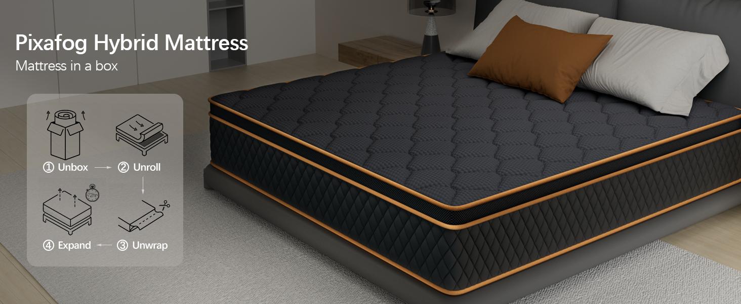 Mattress 10/12/14 Inch Twin Full Queen King Memory Foam & Spring Medium Firmness Lumbar Support for Home Rooms Hotels Boxed Halloween Christmas Gift Ergonomic Queen Size Mattress for a Romantic Night’s Sleep