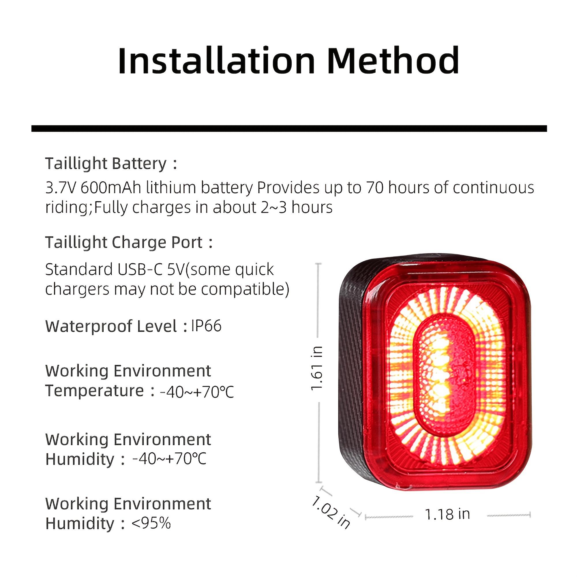 Oein, Bike Back Light Rechargeable, Brake Sensing Rear Lights, Auto On/Off, USB Rechargeable, 4 Mode, 2Installations Ultra Bright LED Warning Back Bicycle Bicycle Accessories