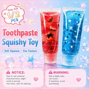 1/2 PCS Toothpaste Squishy Toy, Glitter Green Clover Squeeze Toy, Transparent Paste Tube Squishy With Fruit-Filled Gel Texture, Soft Squeeze Sensory Fidget for Desk, Travel & Daily Relaxation