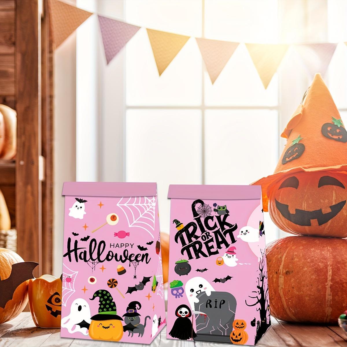 30pcs Halloween Candy Snacks, Paper Bags, Cute Funny Sealing Stickers, Decorative Props, Party Supplies, Fun Halloween Treats
