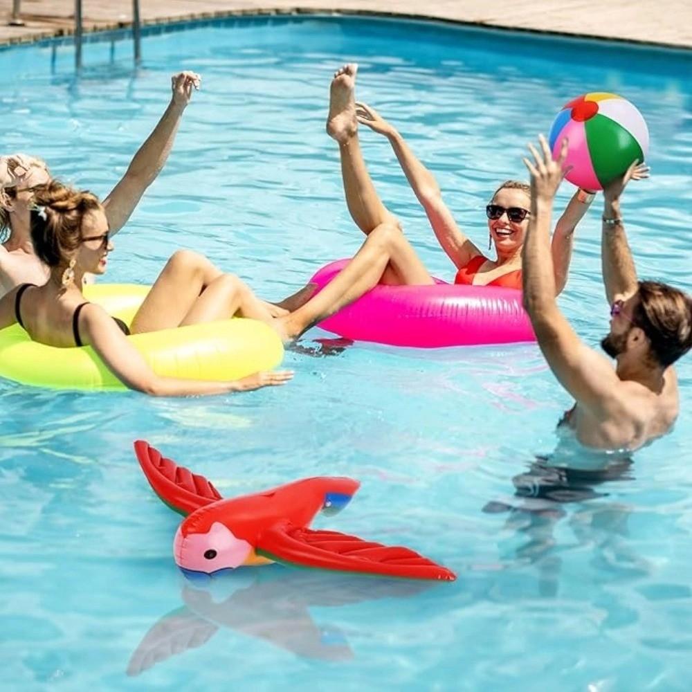 9-Piece Inflatable Hawaii Party Set, Includes Coconut Trees, Beach Balls, Parrot, Flamingo, Banana, Dolphin, Pump, for Beach Pool Adult Parties