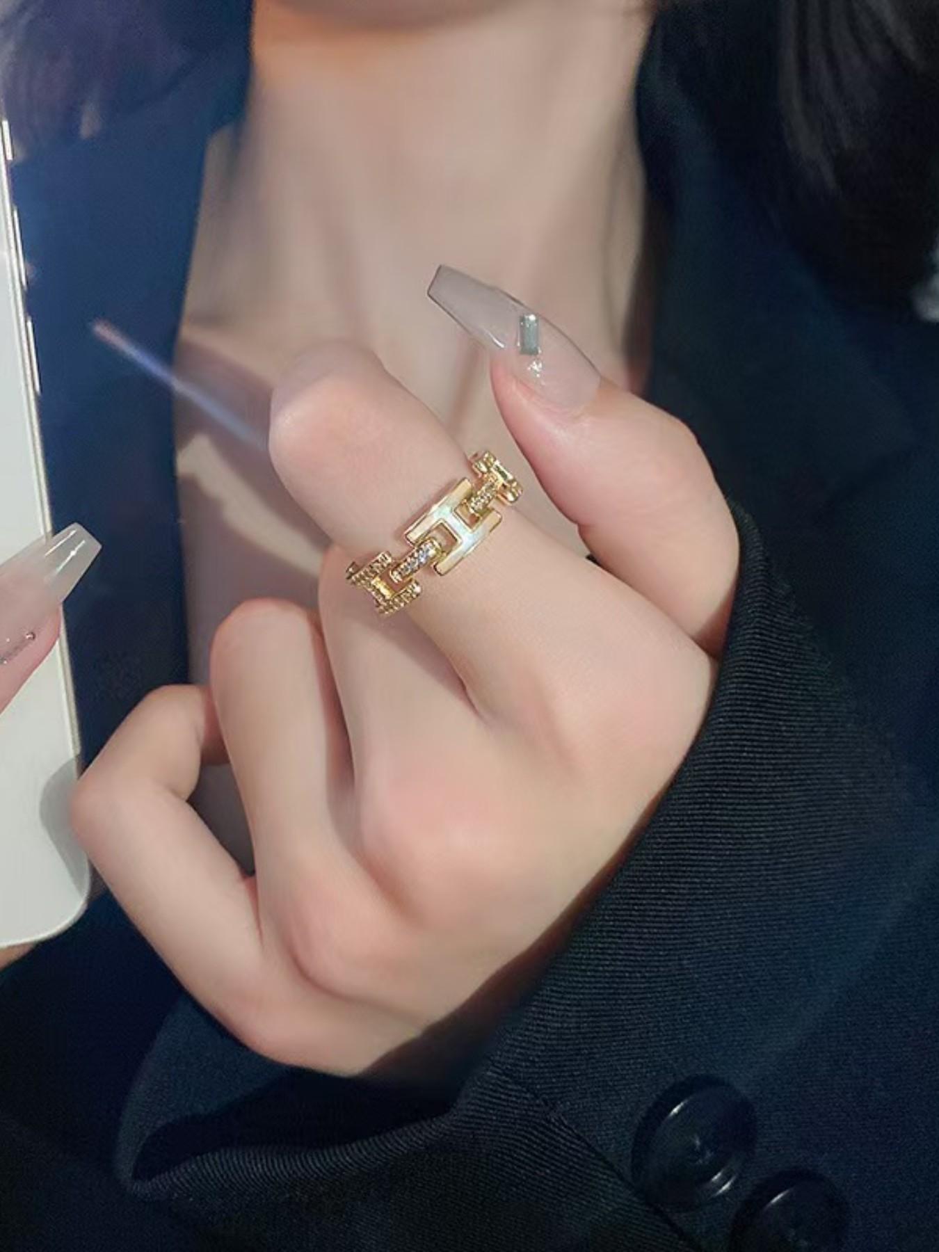 Fashionable Rhinestone Ring Set, Daily Wear Stackable Design, Perfect Gift for Students, Elegant Girls' Accessory