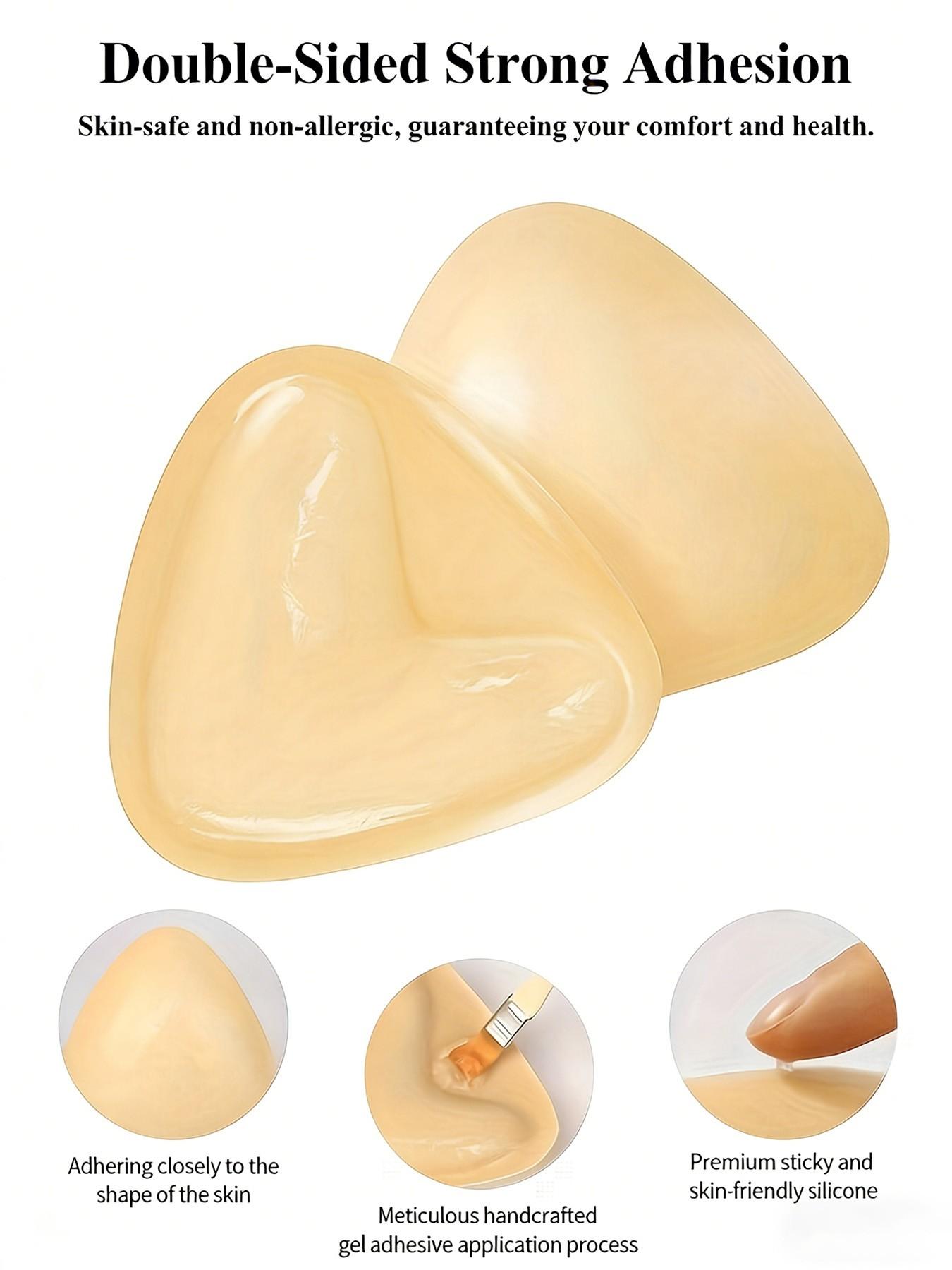 Double-Sided Adhesive Chest Lift Inserts, Large Reusable Comfortable Body Enhancer Pads, Effective and Safe for Daily Use