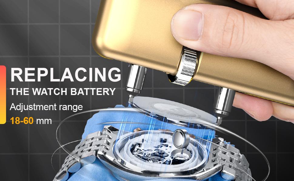 JOREST Watch Repair Tool Kit, Battery Replacement & Strap Adjustment, Wrench Opening Back Cover, Case Opener, Link Remover, Bracelet Resizing, Band Pin Removal, Screwdriver, Spring Bar