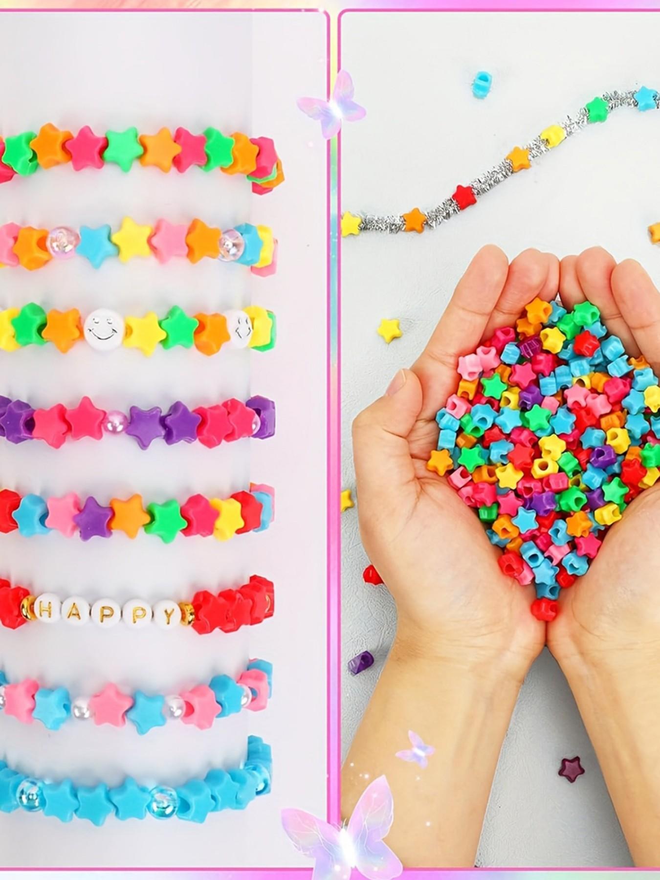 1200pcs Star Unicorn Beads, Rainbow Star Beads Bulk Large Hole, Party Decor Jewelry Making, Bracelets, Keychains, Craft Supplies