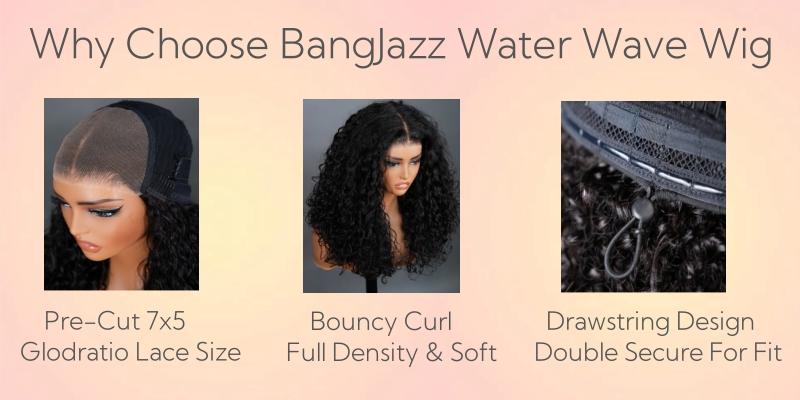 [NEW IN] BangJazz Water Wave Ready to Wear 7x5 Glueless Wigs Pre Cut Lace 250% Density Human Hair WIg Pre Plucked For Women #FallFreshness Outdoorfun