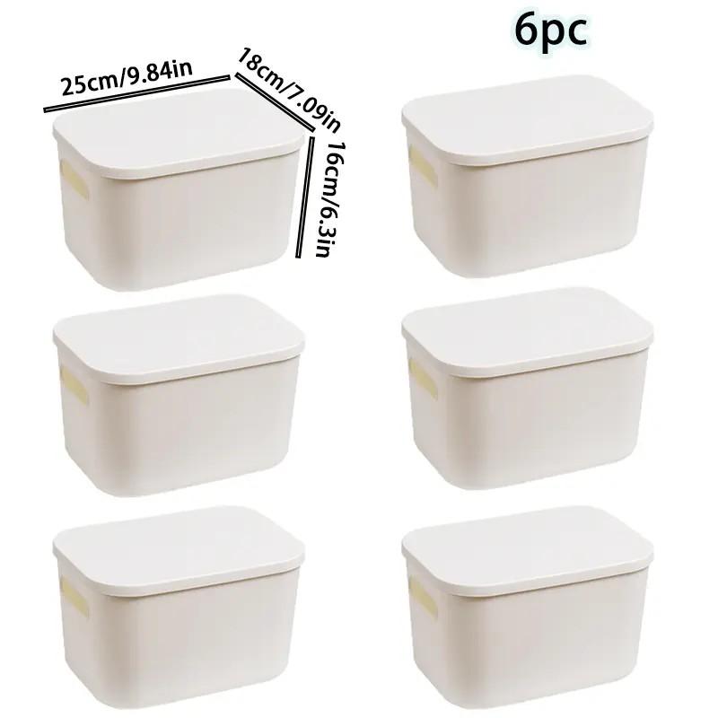 6-Pack Stackable Storage Bins with Lids - Waterproof for Office, Bathroom & Snacks Boxes Organiser house organizers boyfriend basket room organization products house organizers boyfriend basket room organization products