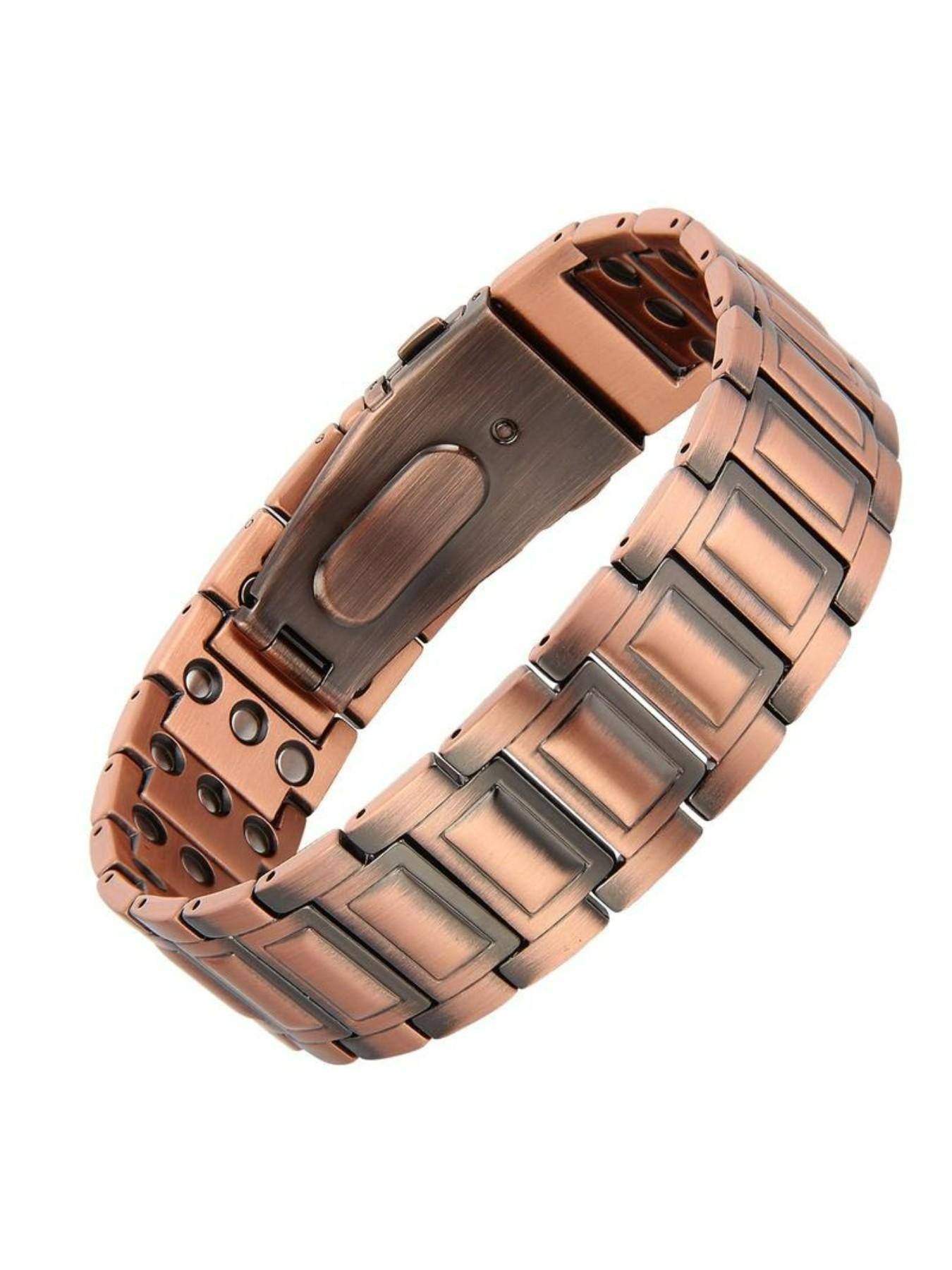 Men's Copper Magnetic Bracelet, Foldable Clasp Design with Adjustment Tool, Fashionable Comfortable Durable Wrist Accessory Gift