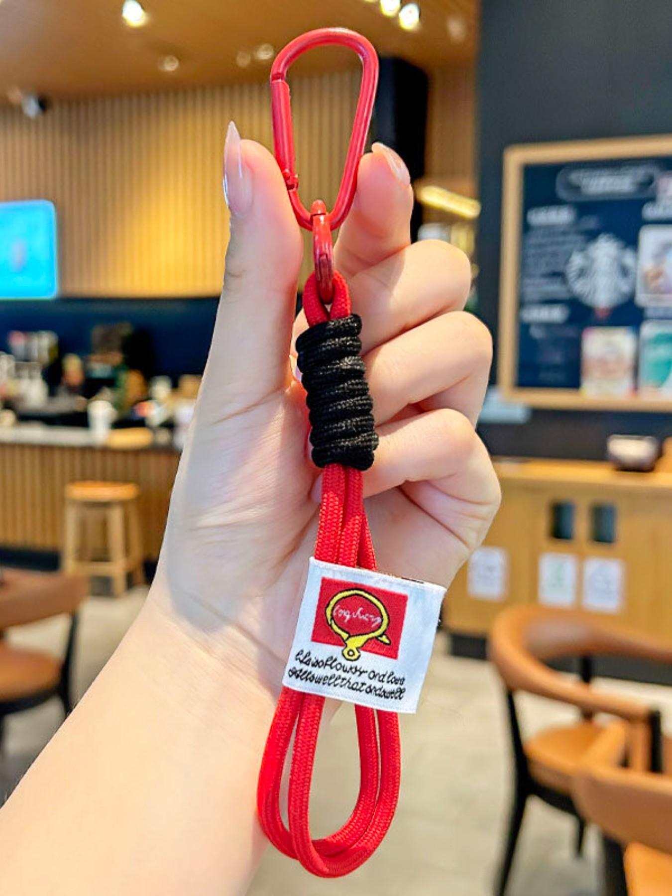 Handmade Multicolor Keychain, Backpack Decoration, Anti-Loss Keychain, Phone Accessory, Polyester Short Strap Pendant, Phone Case Keychain