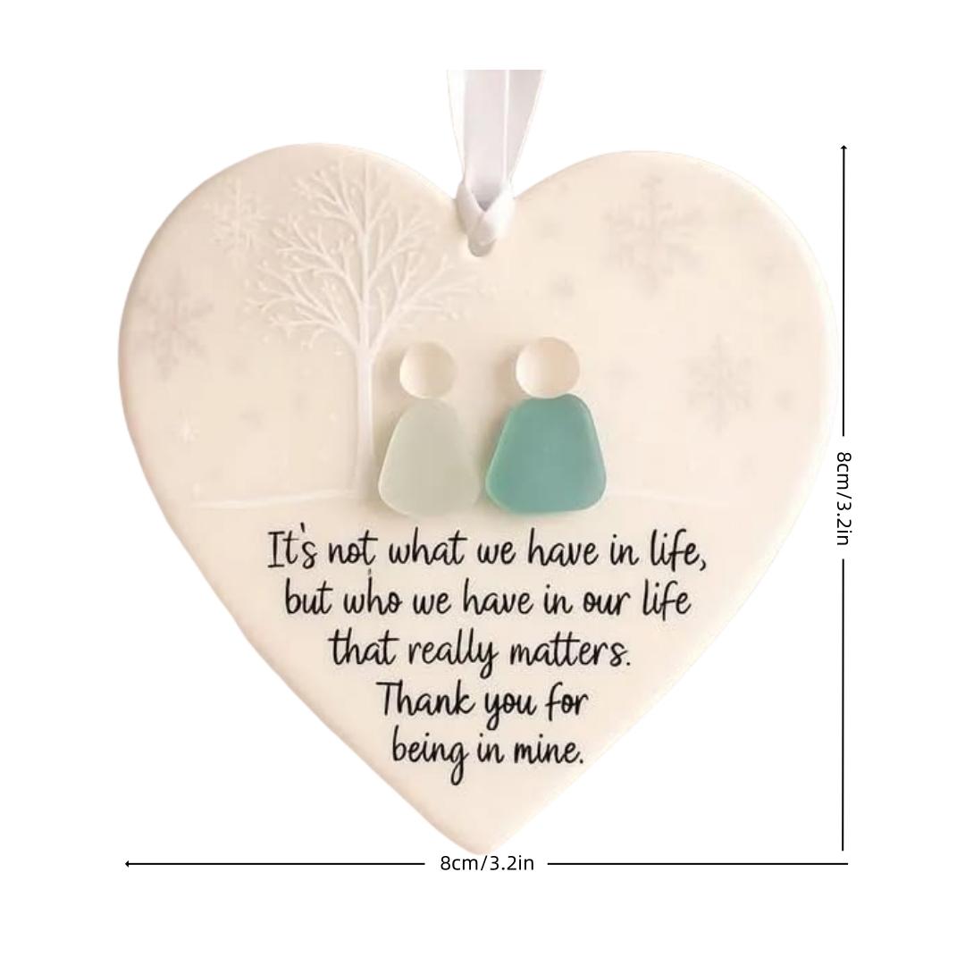 Heart-Shaped Acrylic Friendship Ornament, Eternal Friendship Theme, Snowflake Shape Decor, Acrylic Art Gift, Festive Hanging Pendant