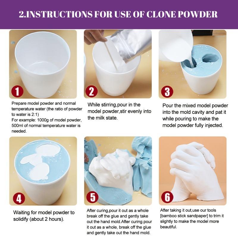 3D Hand Model Powder Creative 3D Clone Powder DIY Material Valentine's Day Hand Footprint Souvenir Model