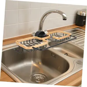 Kitchen Faucet Storage Rack, Aluminium 1 Count Space Saving Faucet Holder, Sink Drain Rack, Sponge Storage Rack, Home Organizer for Kitchen Bathroom, Kitchen Organization