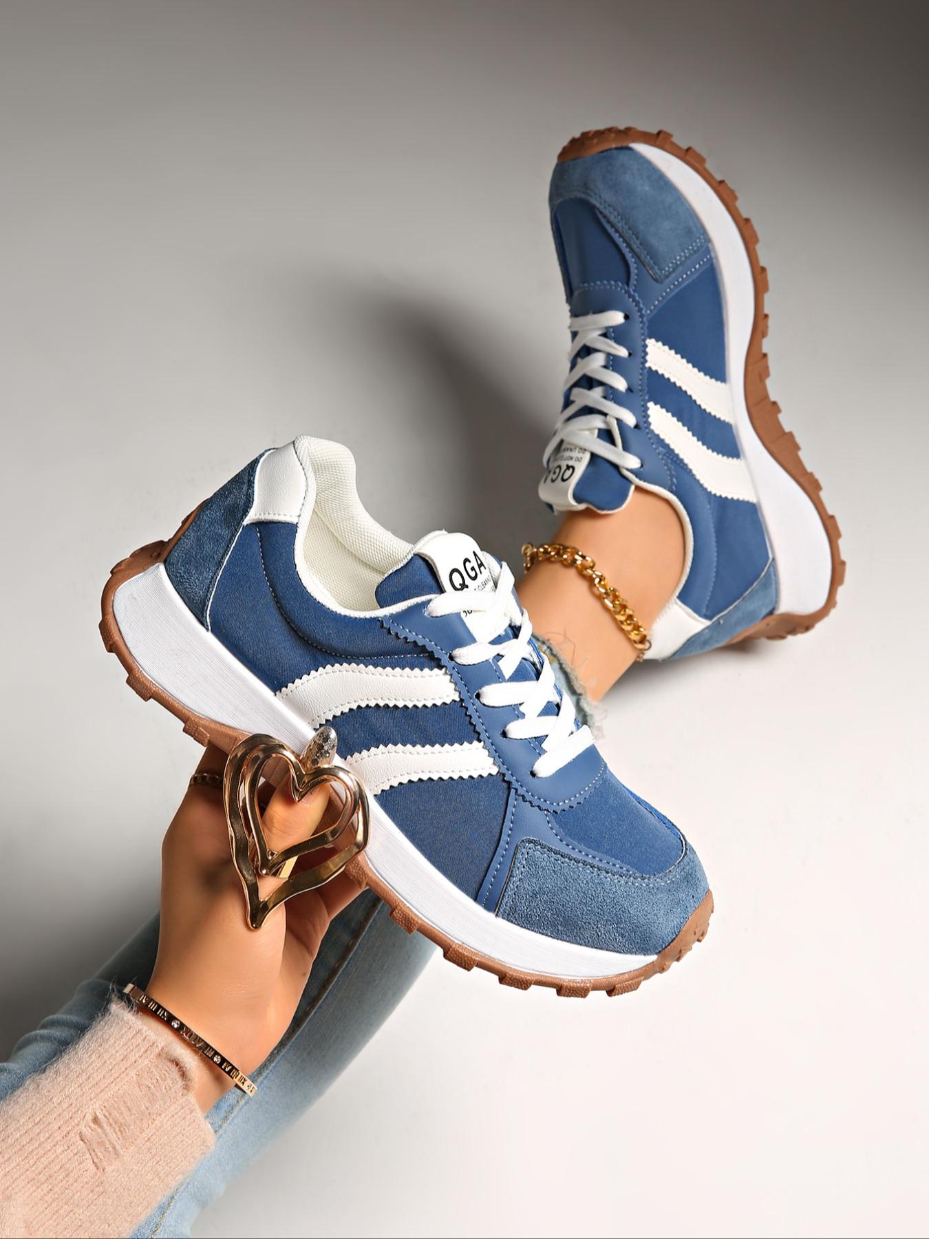 Women's Fashion Thick Sole Sneakers, BreathableWalking Shoes,Comfortable Support, CasualTextile Upper, Rubber Sole, All Seasons,Breathable Outdoor Shoes