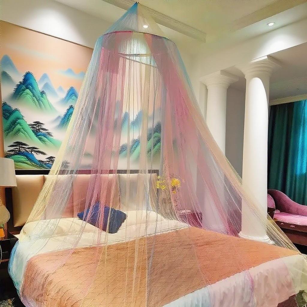 1pc Courtly Dome Mosquito Net, Indoor Twin Bed Ceiling Mosquito Net, Colorful No Installation, Summer Mosquito Screen Tent