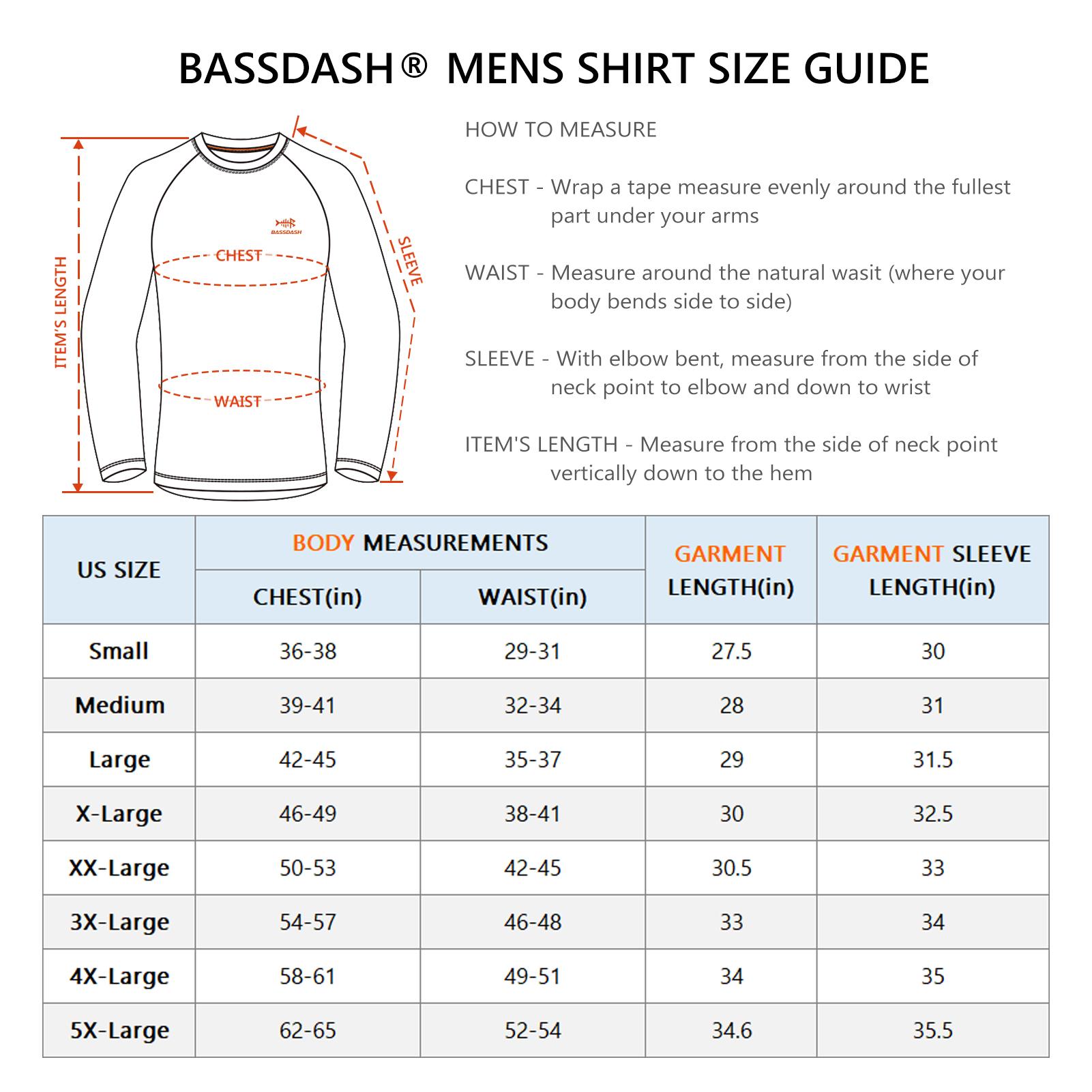 BASSDASH Men’s Fish Graphic UPF 50+ Long Sleeve Fishing Shirts Sun Protection Breathable Moisture Wicking T-Shirt