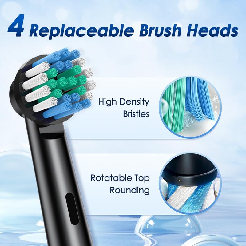 Rotating Electric Toothbrush with 4 Brush Heads for Adults 5 Modes Rechargeable Power Toothbrush with 2-Minute Smart Timer,Teeh Cleaning Brush Rotating Electric Toothbrush with 4 Brush Heads for Adults 5 Modes Rechargeable Power Toothbrush with 2-Minute Smart Timer,Teeh Cleaning Brush