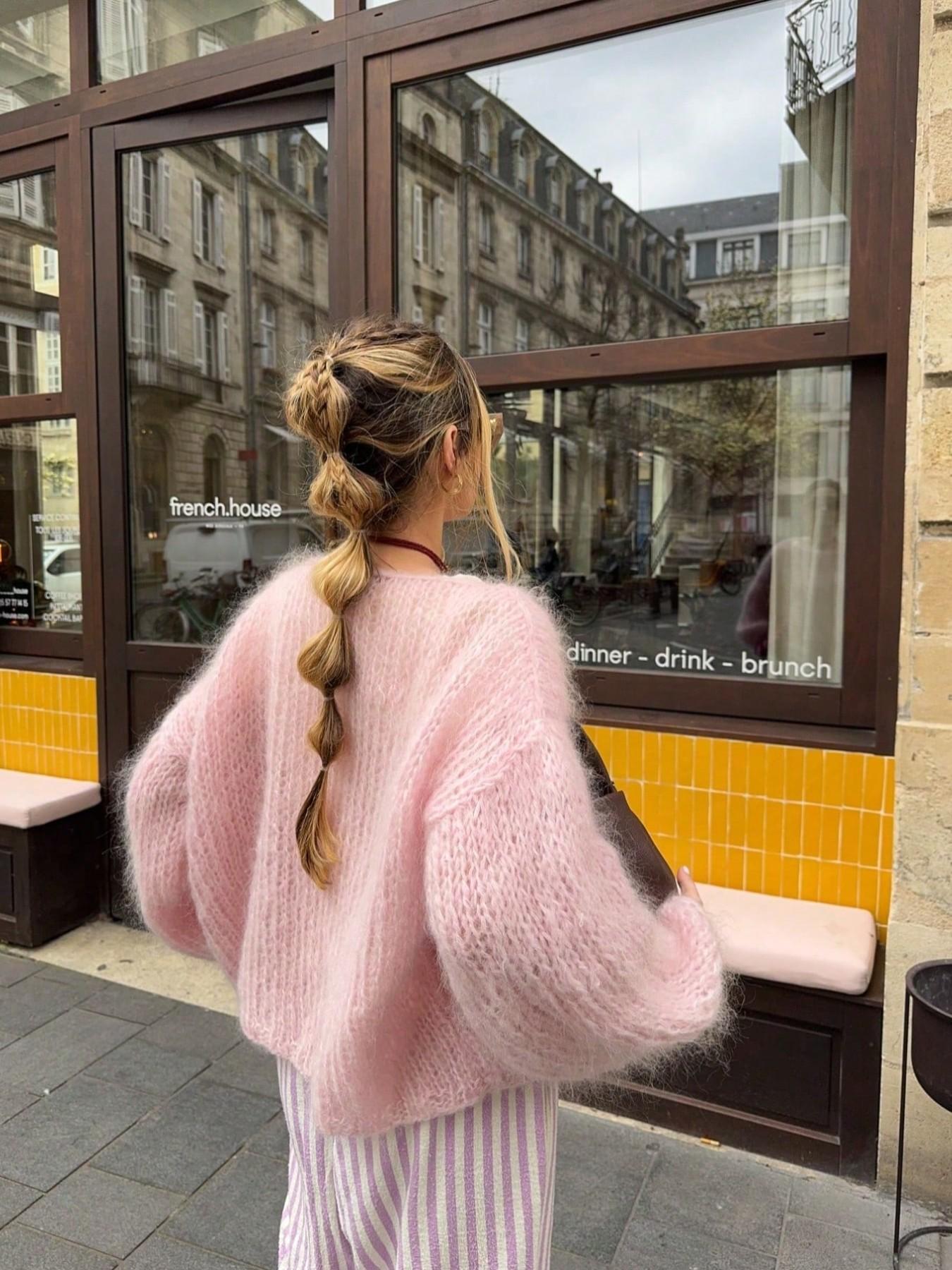 Korean Style Casual Soft Mohair Knit Sweater, Knitwear, Loose Fit Drop Shoulder Slimming Pullover, Long Sleeve Cozy Top for Women
