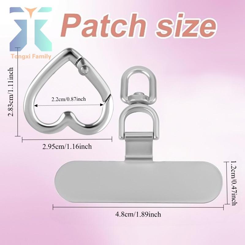 Upgrade Version 360° Rotating Stainless Steel Phone Lanyard Connector, Heart Shaped Non-Stick Metal Strap, Ultra-Thin Safety Rope Accessory Set, Cell Phone Charm