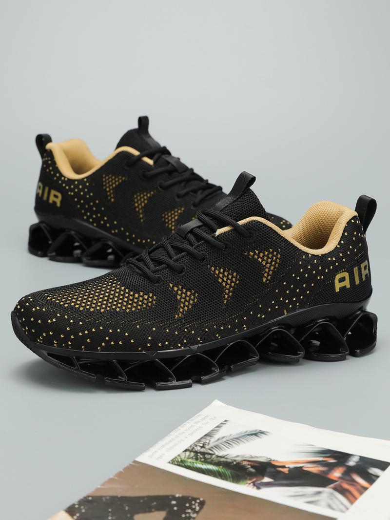 Mens Walking Shoes Blade Non Slip Fashion Sneakers Breathable Mesh Soft Sole Casual Athletic Running Sport Shoes Black/Red