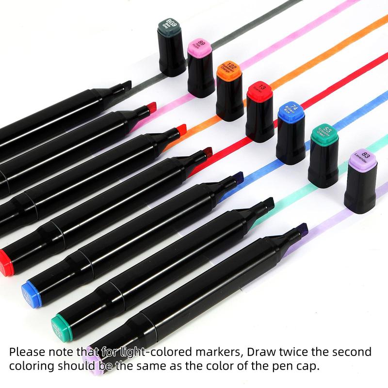 Portable Alcohol Marker Pen Set, 12/24/36/48/60/80/168 Colors Chisel & Fine Dual Tips Art Markers, Paint Markers for Coloring, Drawing, Sketching