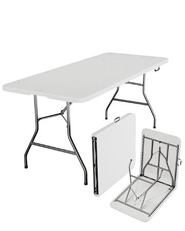 4FT/6FT/8FT Plastic Folding Table, Portable Picnic Table Outdoor with Built in Handle & Steel Legs, for Party, Dining, Wedding, Events, Picnic Indoor, Outdoor, Camping, Utility, Folding