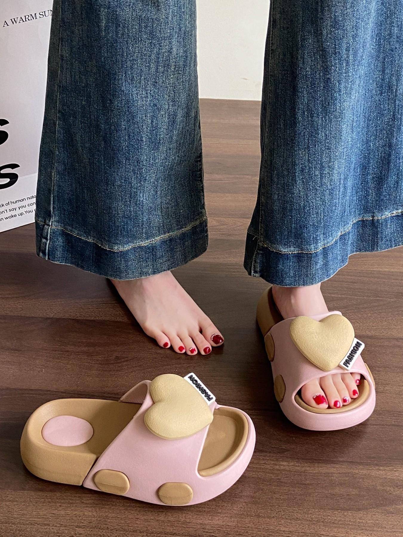 Sweet Girl Style Soft Sole Slippers, Lightweight Comfortable Summer Sandals, Casual PU Leather Patchwork Design, Perfect for Girls' Outing