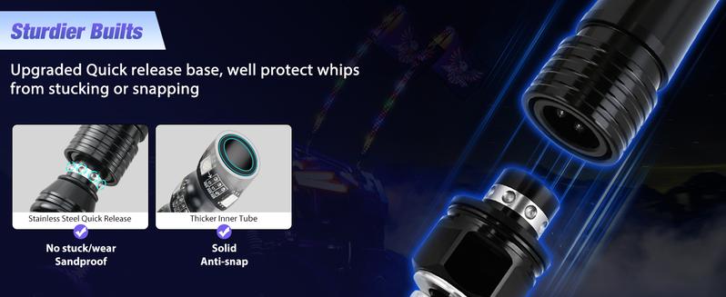 Nilight 2-Pack 6-Foot RGB Spiral LED Whip Lights – Color-Changing Lighted Antennas with RF Remote for Off Road Vehicles, UTVs, ATVs, Trucks & Jeeps Lightbar