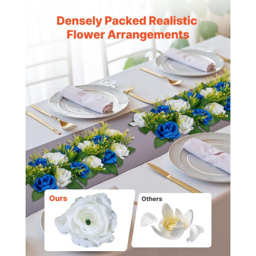 VEVOR Flower Ball Arrangement Bouquet 10 PCS, 19.6x 8.6 Inch Artificial Flower Balls Wedding Table Centerpieces, Faux Rose Arrangements for Wedding Centerpiece Home Decoration, Blue and White Roses