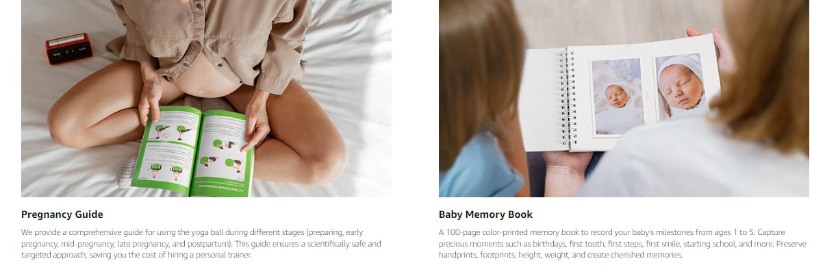 Trideer Pregnancy Ball Birthing Ball, 1.7mm Extra Thick Yoga Ball for Maternity, Labor Birth, Exercise, Physio, Recovery Guide & Baby Memory Book Included, 440LB Anti-Burst & Non-Slip Stability Ball