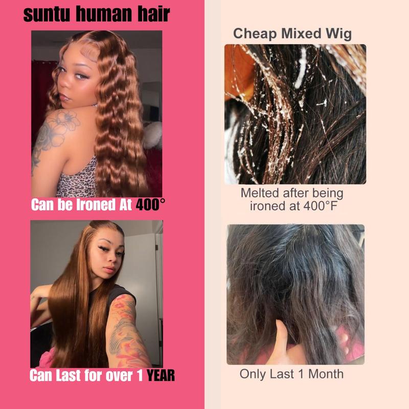 [Wig Clearance Sale] Suntuhair 20-32inch Balayage Highlight Brown Body Wave Wig 200 density Human Hair Full 13x4 HD Lace Front Pre Plucked Hairline and Bleached Knots Affordable Wigs For Black Women