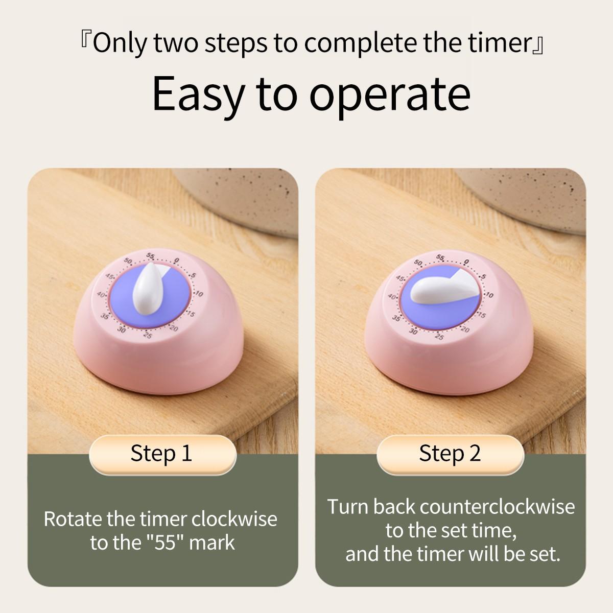 Mechanical Timer Reminder, Eco-Friendly Kitchen Cooking Timer, Kitchen Timers, No Battery Needed, Ideal for Study, Kitchen, and Reminders
