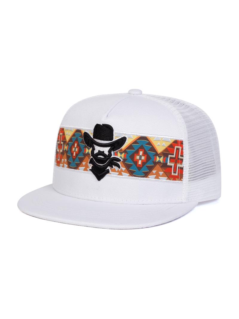 Western Style Tribal Pattern Trucker Hat, Casual Outdoor Sports Hat for Men & Women, Fashion Accessories for Daily Wear