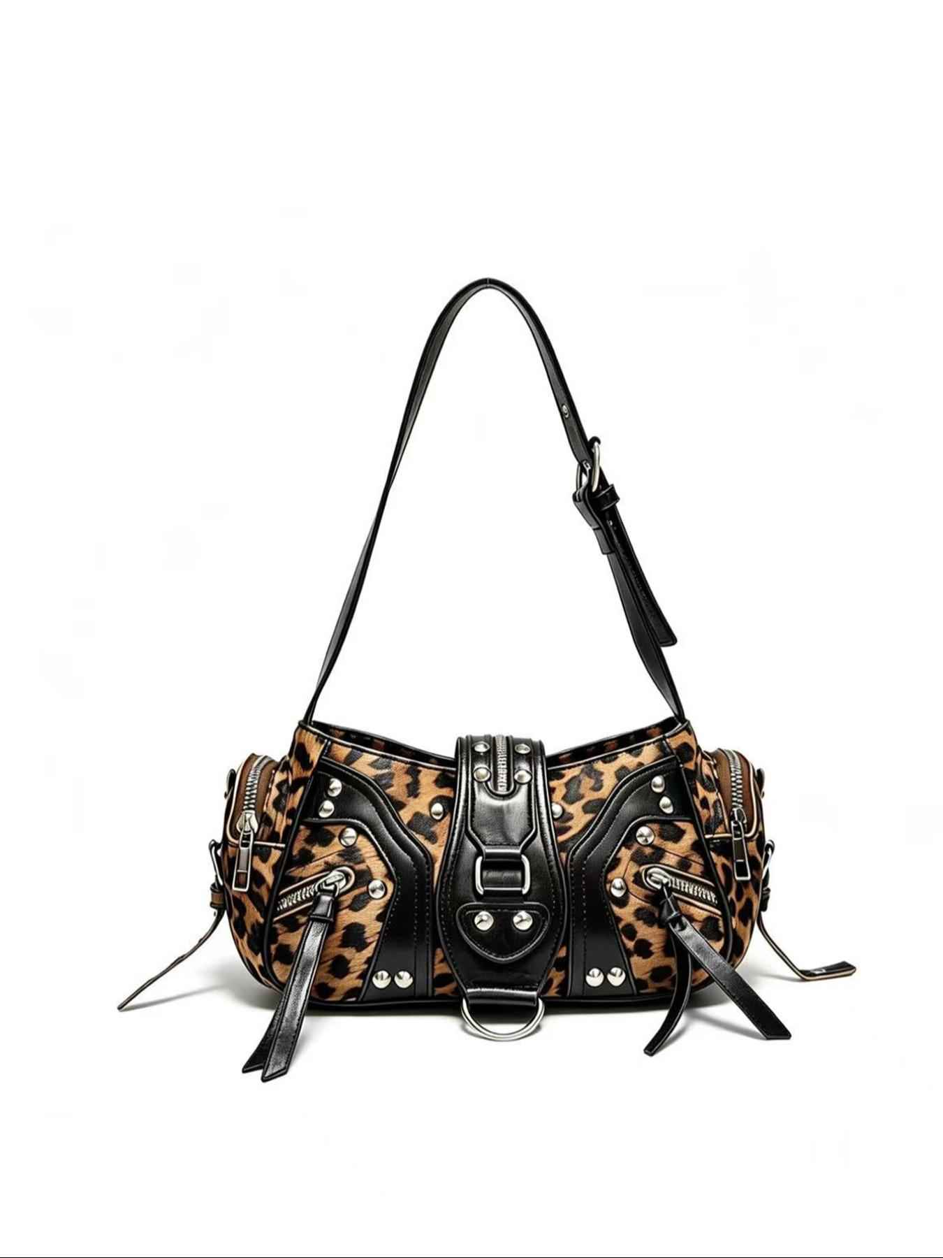 New Retro Y2K Sweet Cool Style Underarm Bag for Women, High-End Studded Motorcycle Commuter Shoulder Handbag, Versatile Single Strap Crossbody, Vintage Shoulder Bag, Fashion Crossbody Bags