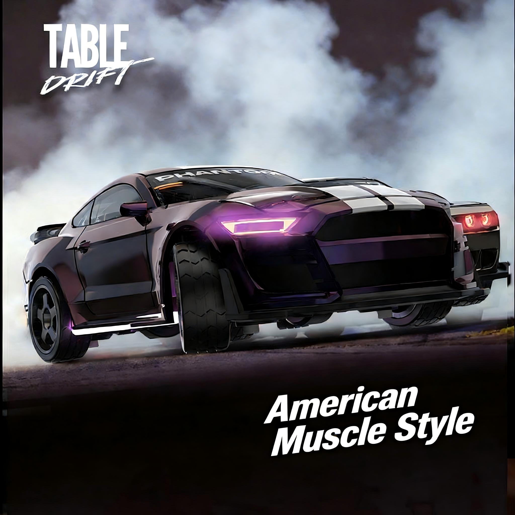 1:43 American Muscle RC Drift Car, Abs Alloy Precision Structure, 7 Color Lights, Type-C Charging, 30-Minute Battery Life, Ages 8+