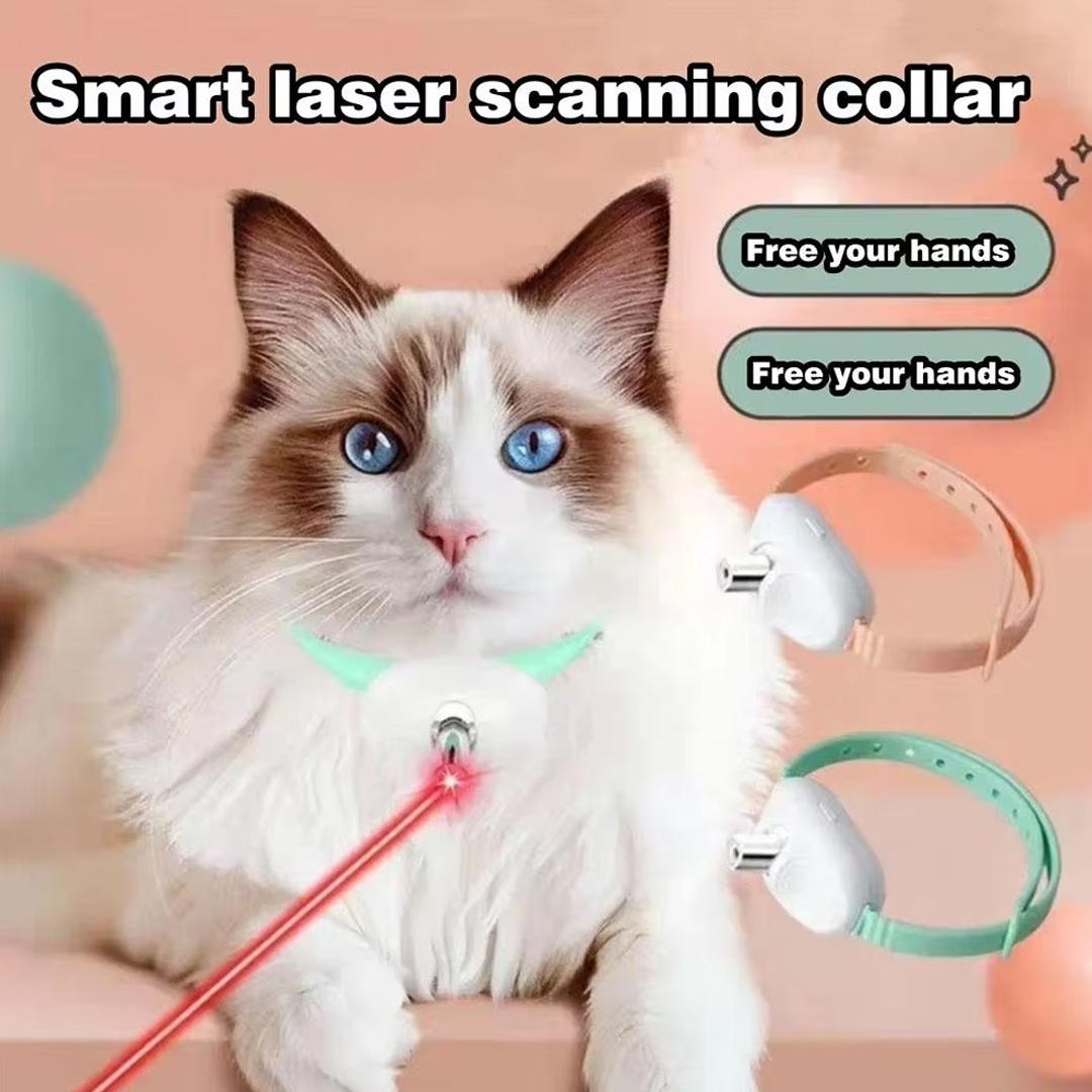 Rechargeable Laser Cat Teasing Collar Automatic Infrared Interactive Kitten Toy for Relieving Anxiety Pet Supplies