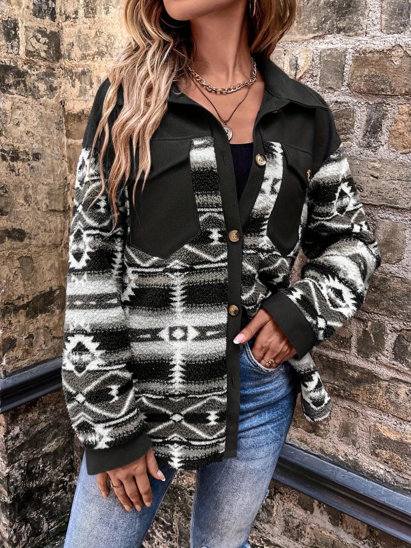 Autumn Winter New Fashion Women's Ethnic Style Plush Casual Coat Jackets, Woven Moderate Thick Fabric, Fitted Spring & Fall Outerwear